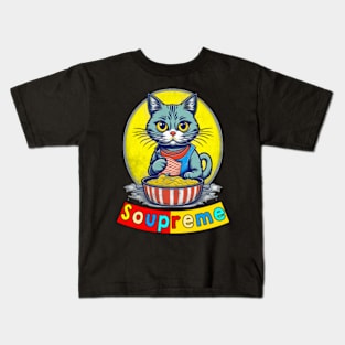 Soupreme American Cute Cat With United States FLag Kids T-Shirt